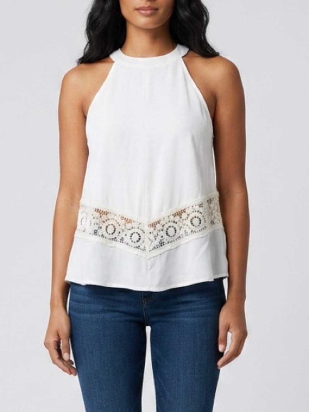 ASTR THE LABEL | Embroidered Halter Asymmetrical Top Sz M
